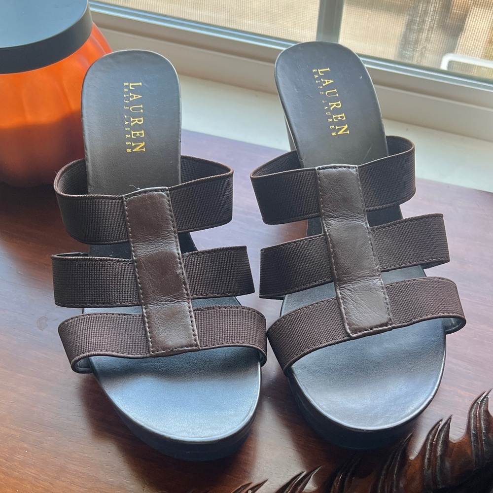 LAUREN Ralph Lauren Brown Women's Sandals Slide Shoes 8.5